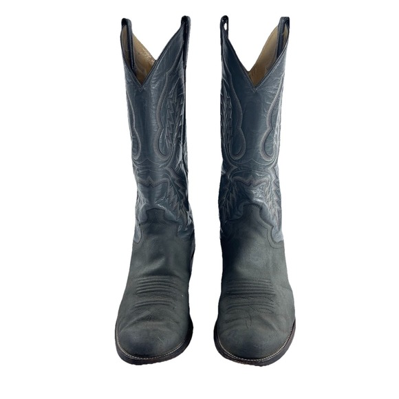 VTG Sanders Cowboy Boots Exotic Elephant Western Men's Sz 8.5 D Gray Rockabilly - Picture 4 of 9